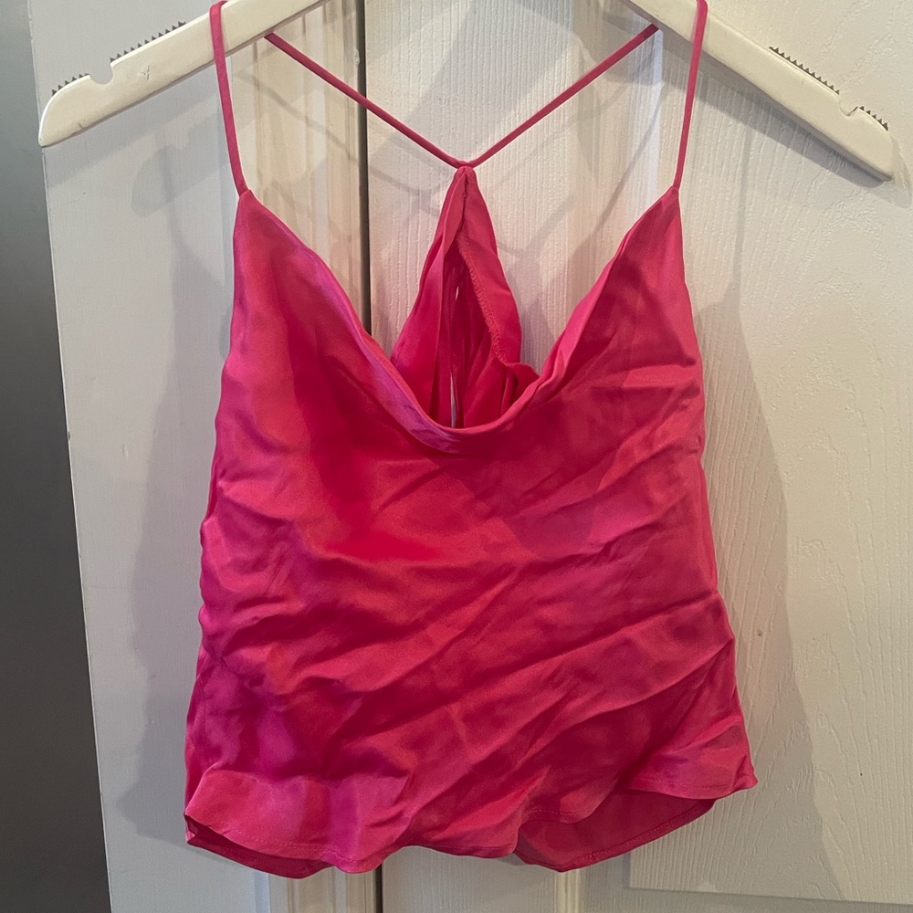 Zara fuchsia satin crop top NWT